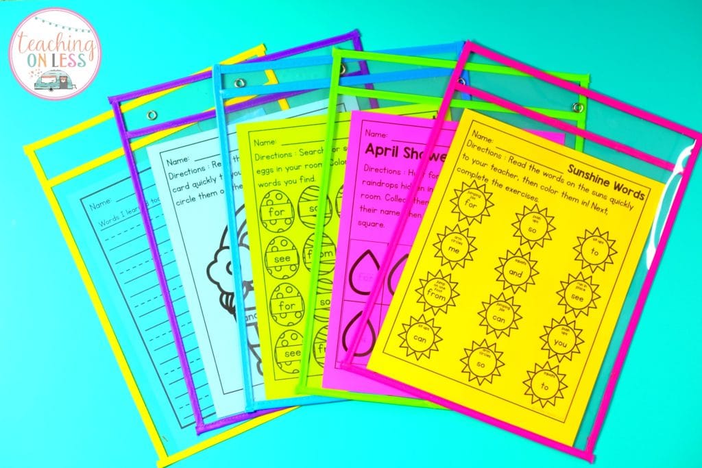 Sight Word Worksheets for Centers
