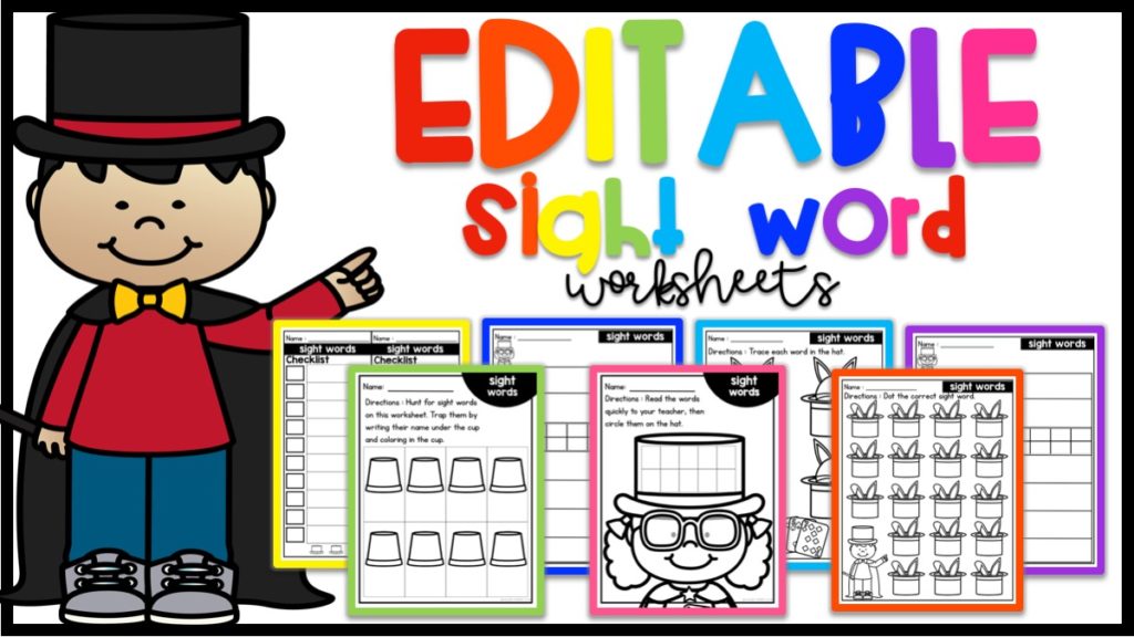 Editable Sight Word Worksheets Kayse Morris