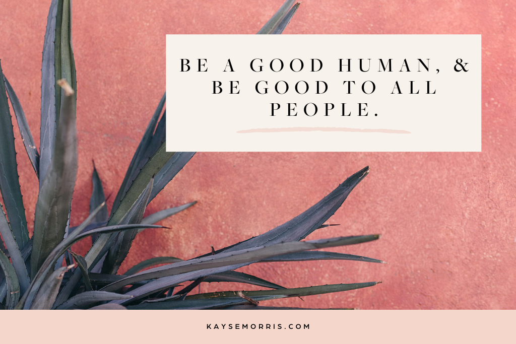 Be a good human and be good to all people.